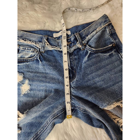Kancan Womens Tapered Jeans Blue Distressed Pockets Whiskered Mid Rise Juniors 1 - Picture 4 of 7